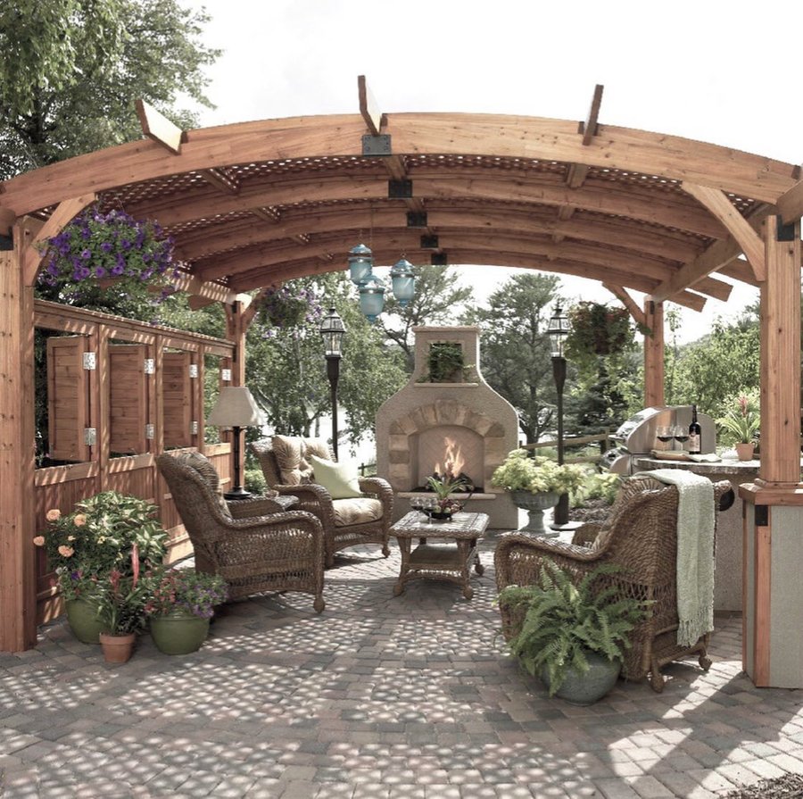 Backyard stone firepit seating area in Denver Colorado