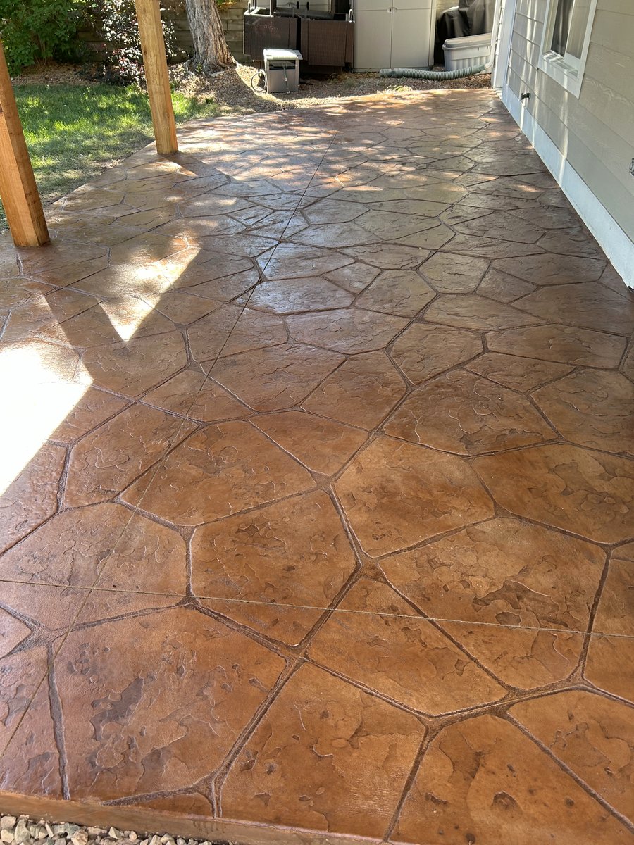 Decorative stamped concrete patio in Littleton, Colorado