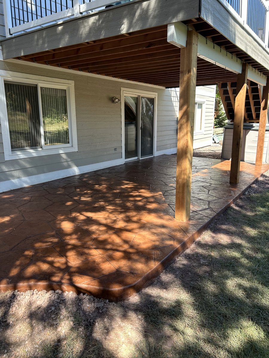 Stamped concrete patio installation in Denver, Colorado